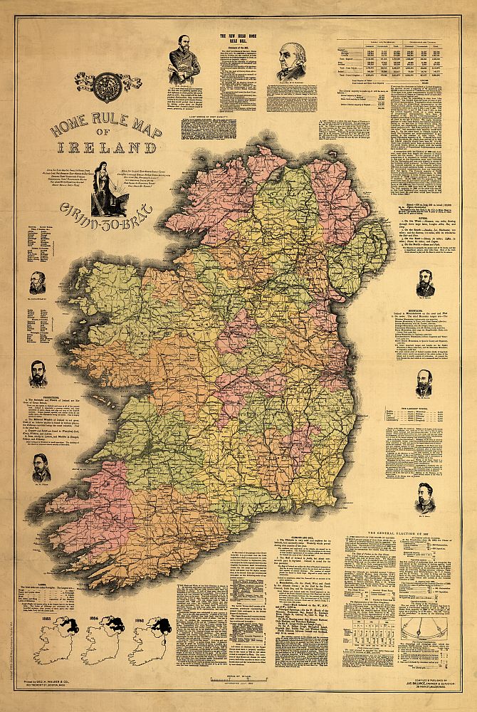 Antique Map of Ireland 1893