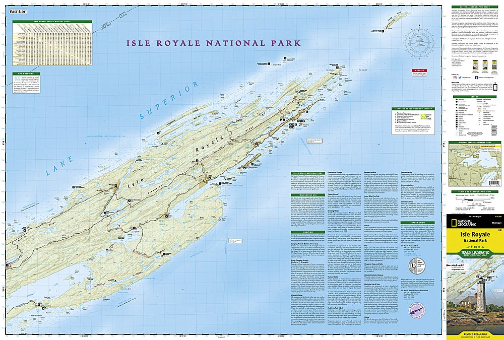 Isle Royale National Park Trails Illustrated Topographic Map #240 - Map, East Half