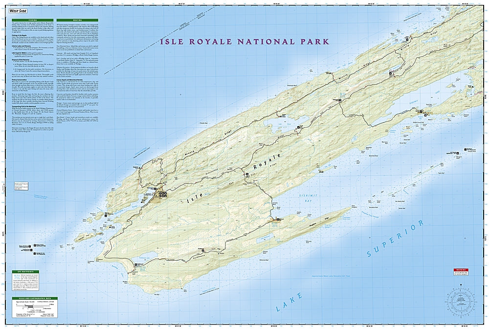 Isle Royale National Park Trails Illustrated Topographic Map #240 - Map, West Half