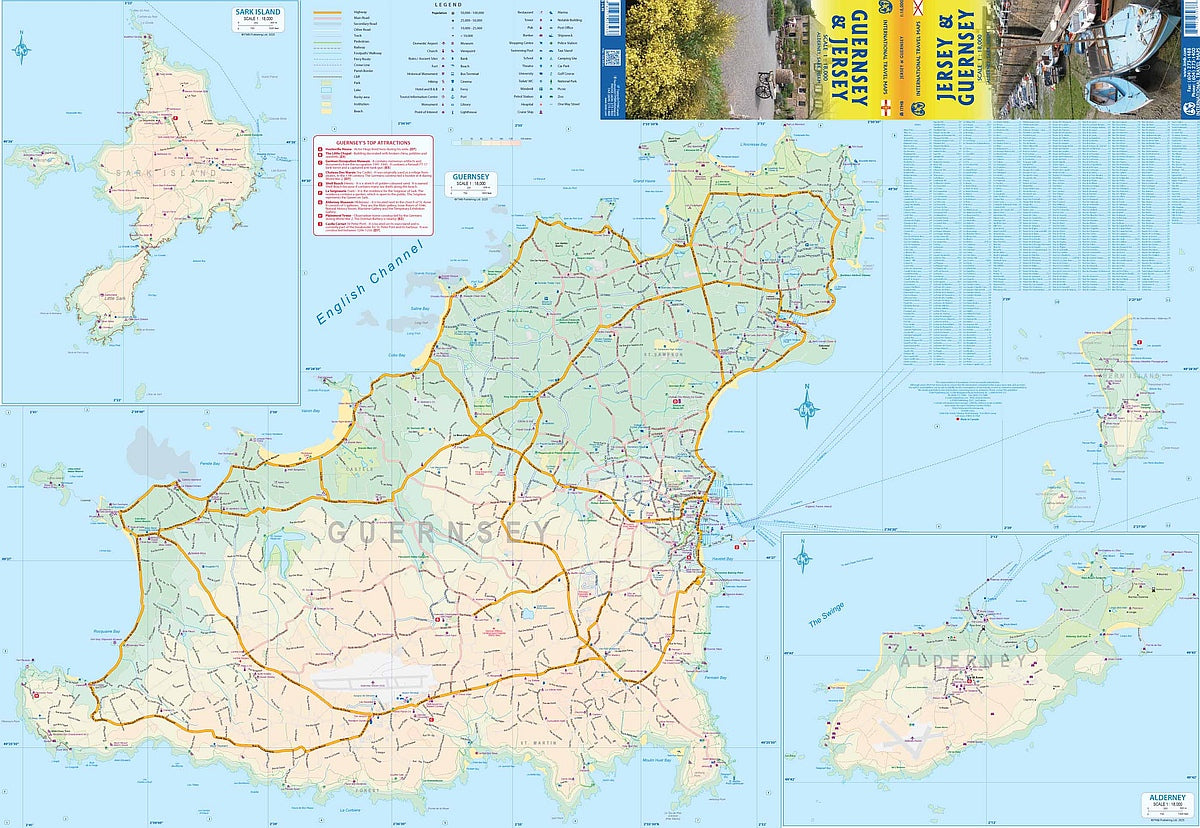 Jersey & Guernsey Travel & Reference Map by ITMB - Guernsey Detail