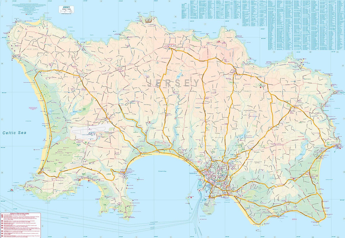 Jersey & Guernsey Travel & Reference Map by ITMB - Jersey Detail
