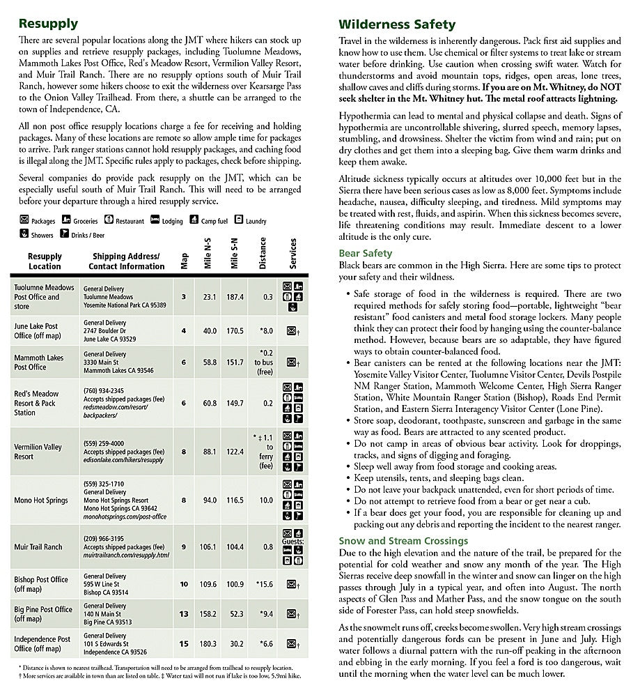 John Muir Trail Topographic Map Guide Booklet by National Geographic - Information Page
