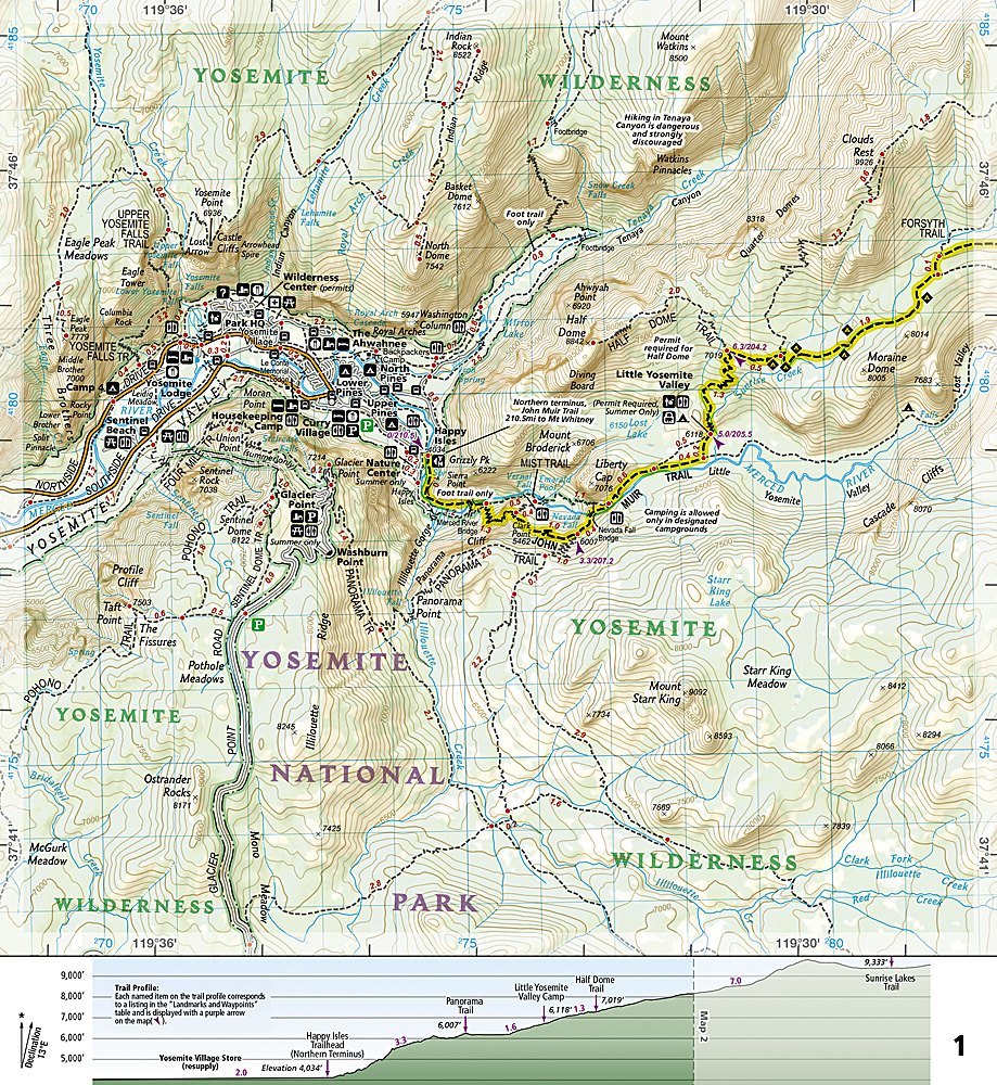 John Muir Trail Topographic Map Guide Booklet by National Geographic - Map Detail