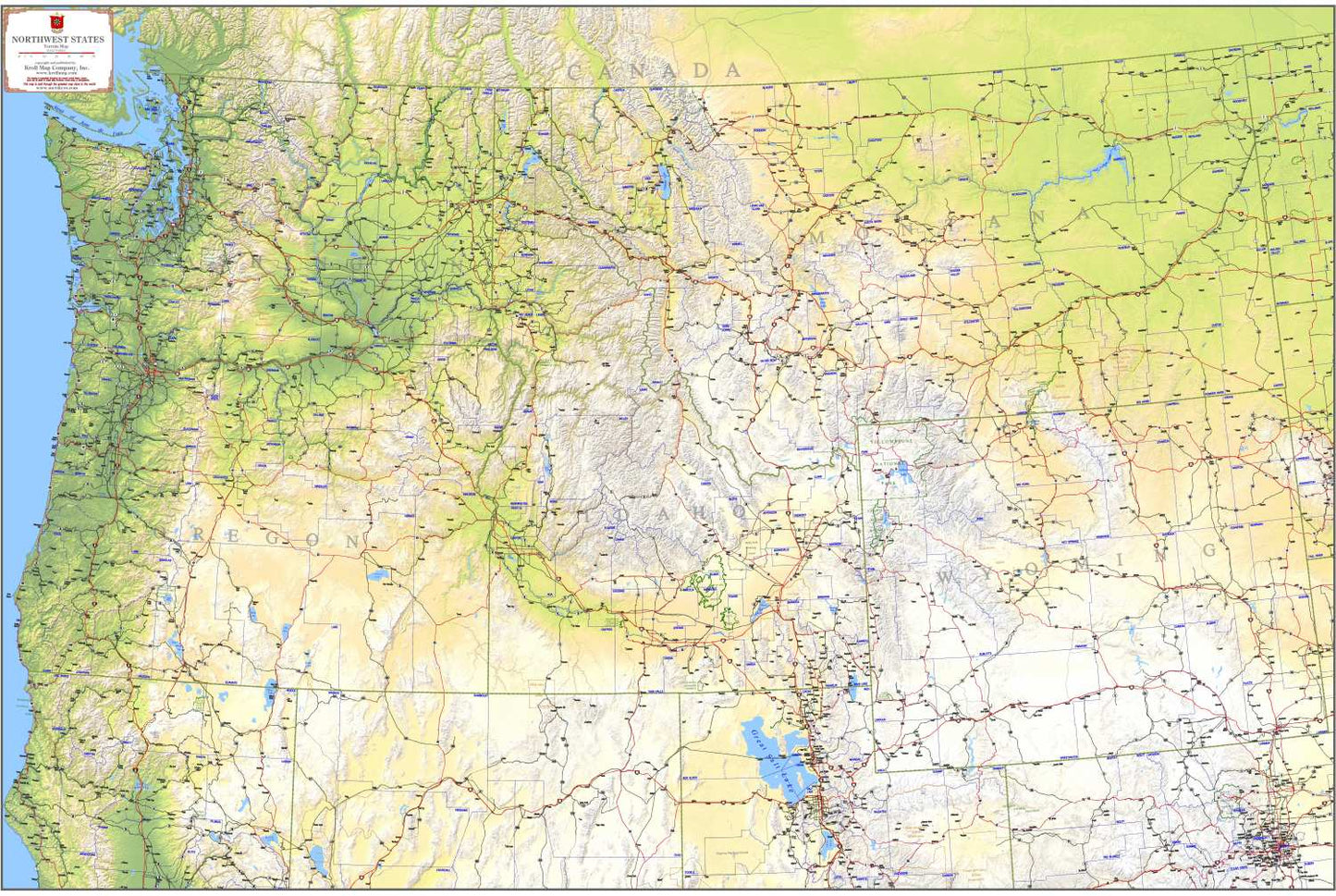 Pacific Northwest States Terrain Map