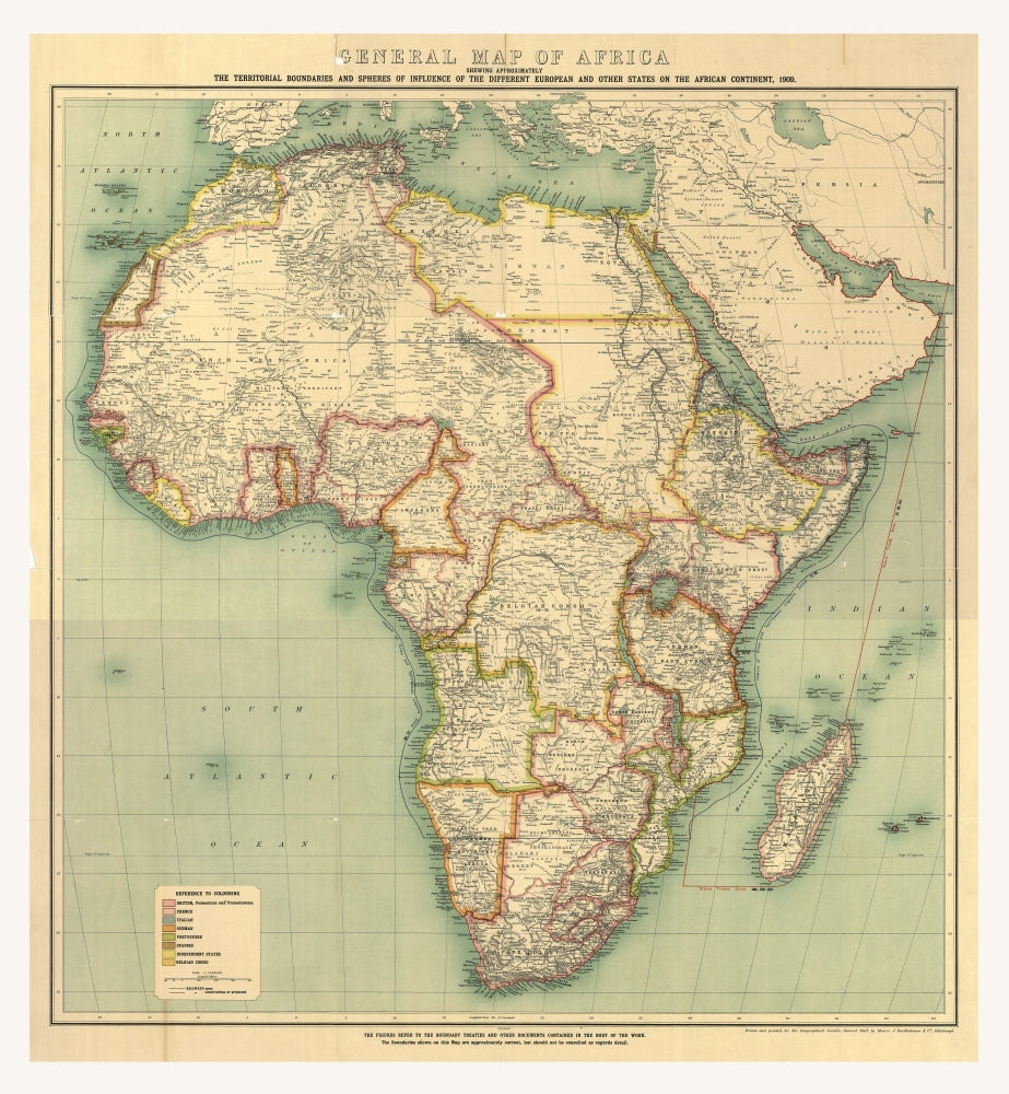 Africa 1909 Antique Map Reproduction
