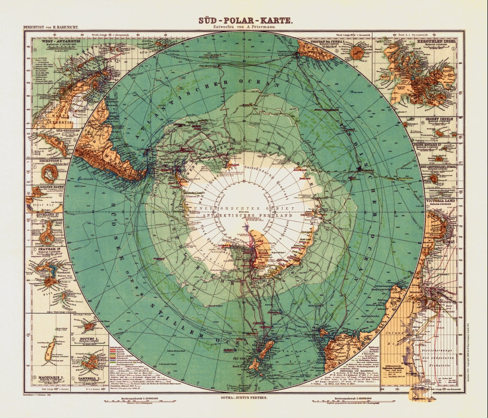 Antarctica 1912 Antique Map Reproduction