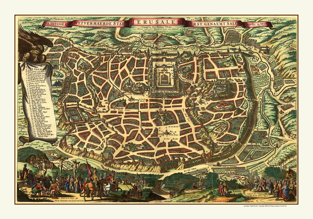 Antique Map of Jerusalem 1660's