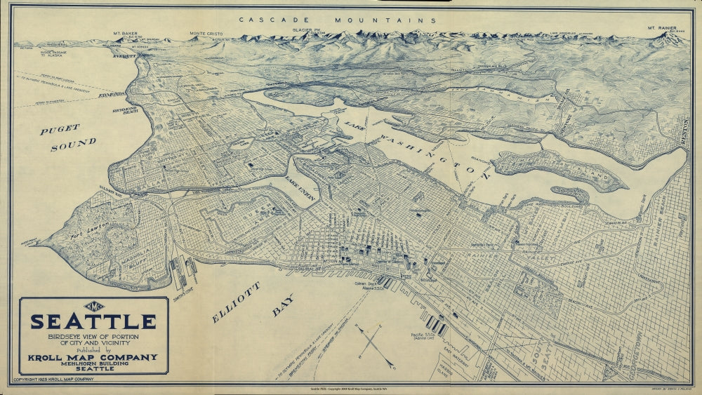 Antique Map of Seattle, WA 1925