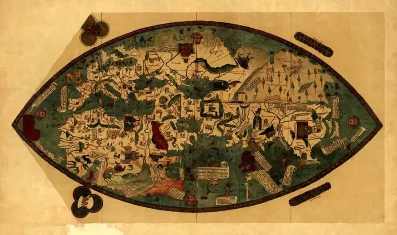 World 1457 Antique Map Reproduction