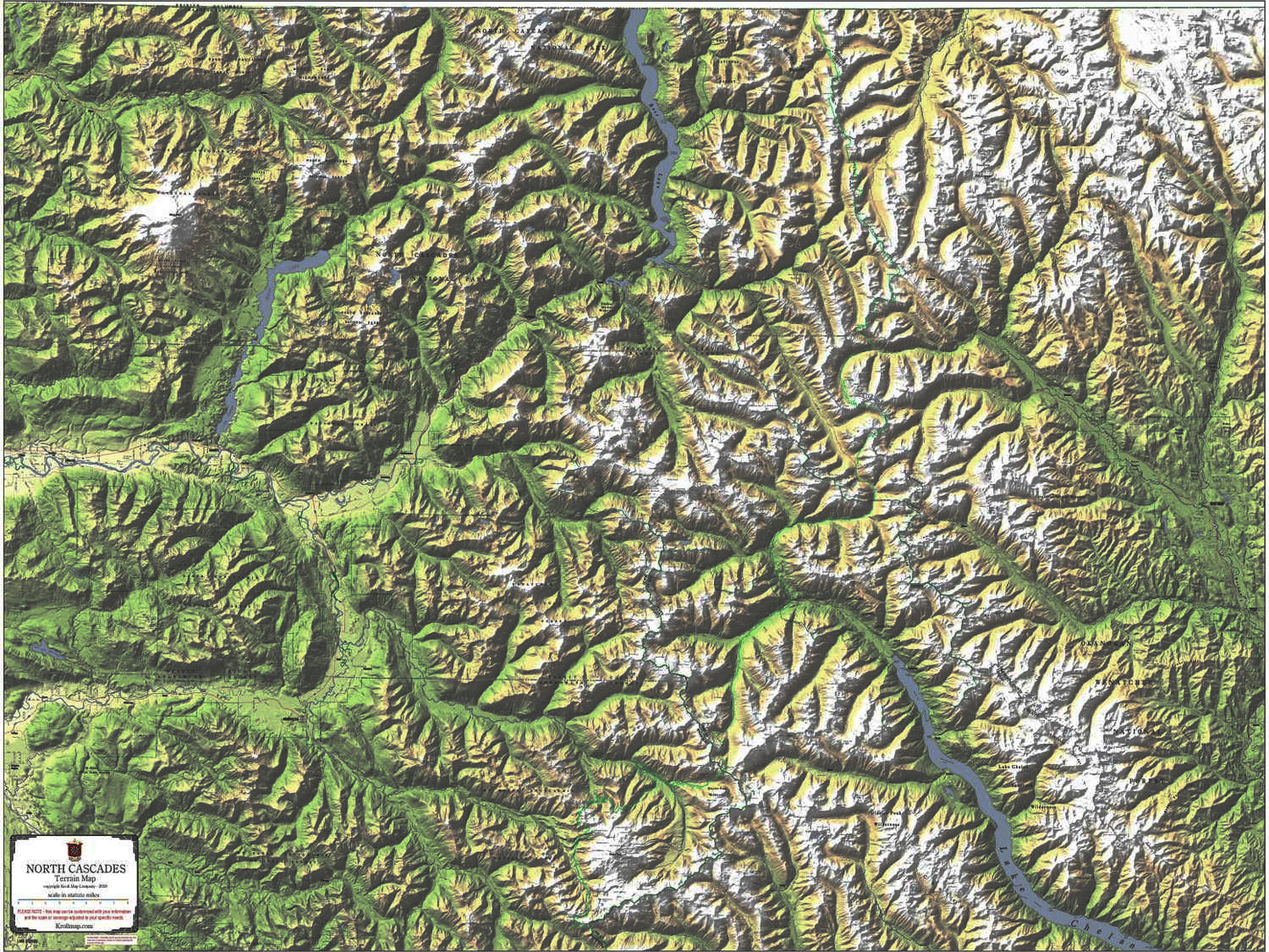 North Cascades Terrain Wall Map