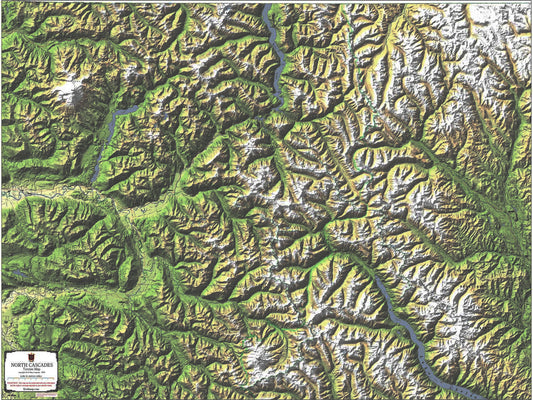 North Cascades Terrain Wall Map