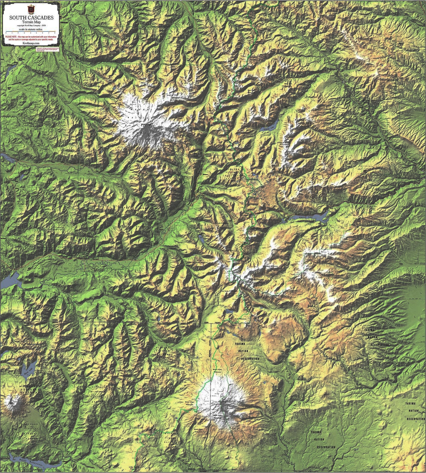 South Cascades Terrain Wall Map