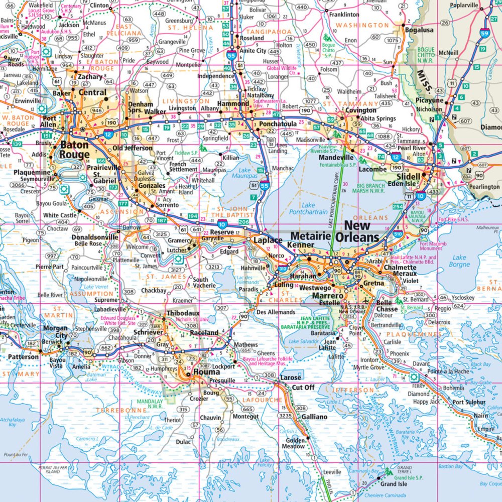 Louisiana State Highway Folded Map by Rand McNally (Easy to Read) - Map Detail