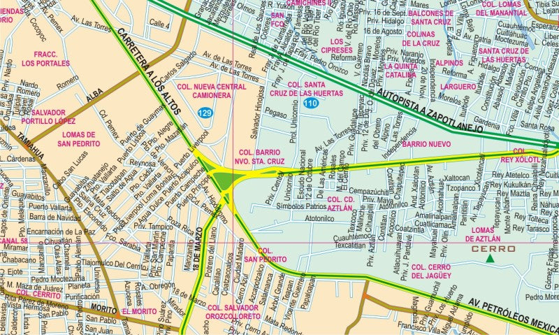 Jalisco, Mexico State Road Map - Map Detail