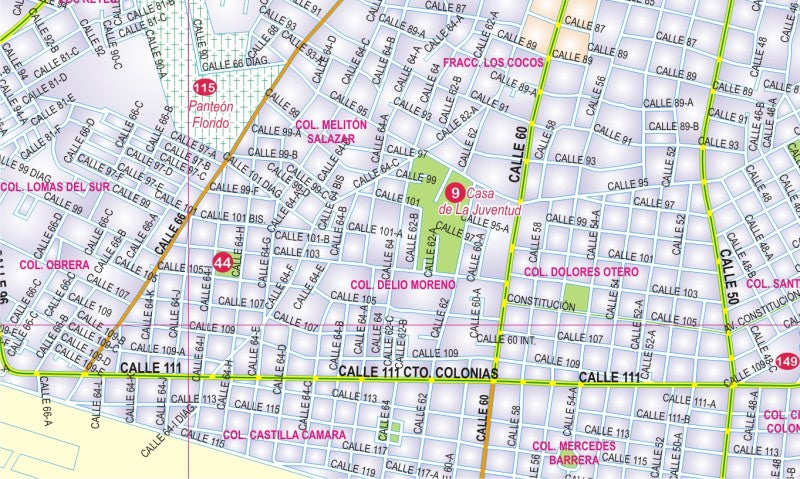 Yucatan, Mexico State Road Map - Map Detail