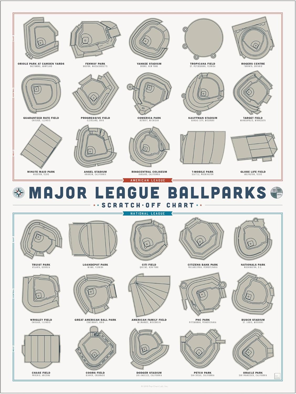 Baseball Parks Scratch Off Map