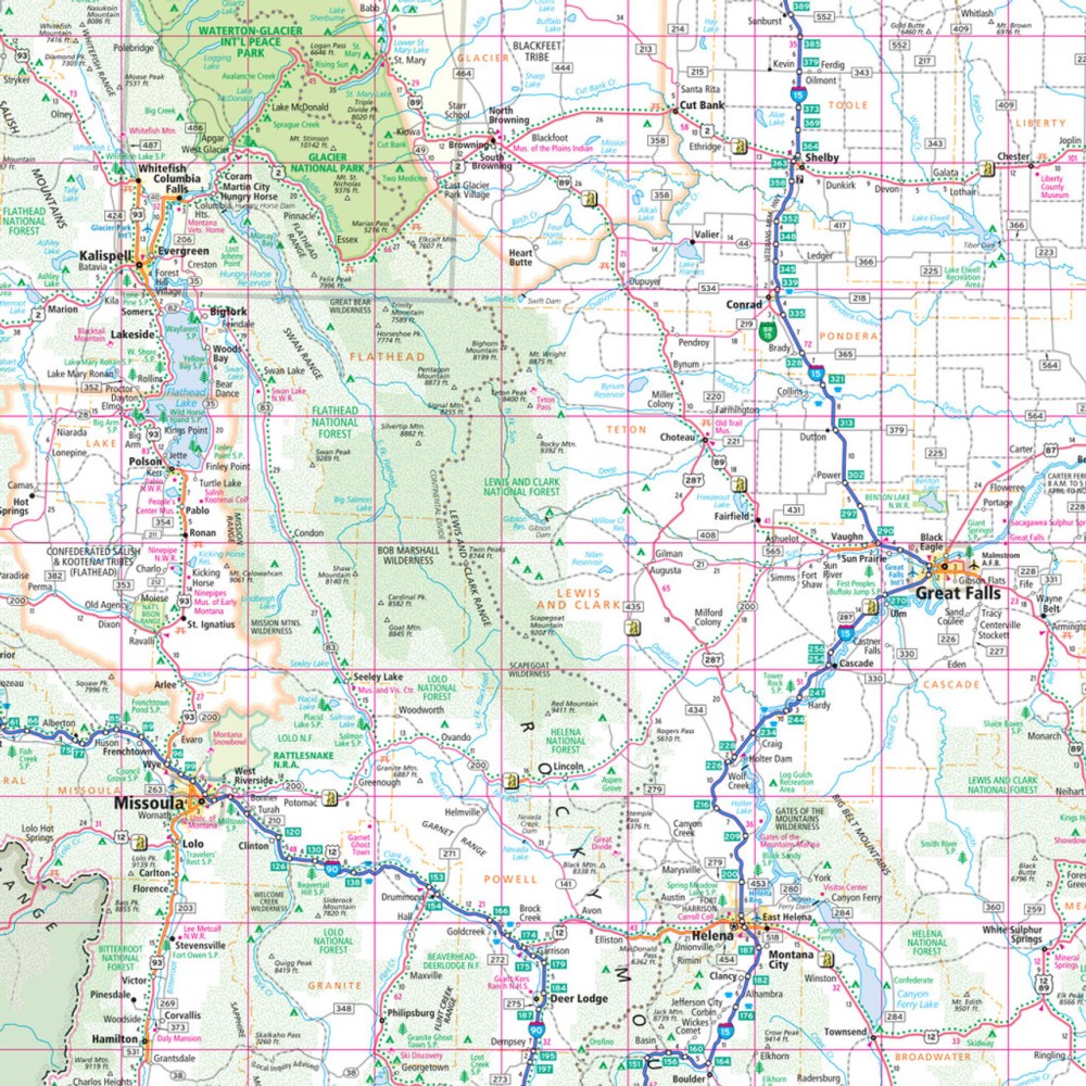 Montana & Wyoming State Highway Folded Map by Rand McNally (Easy to Read) - Map Detail