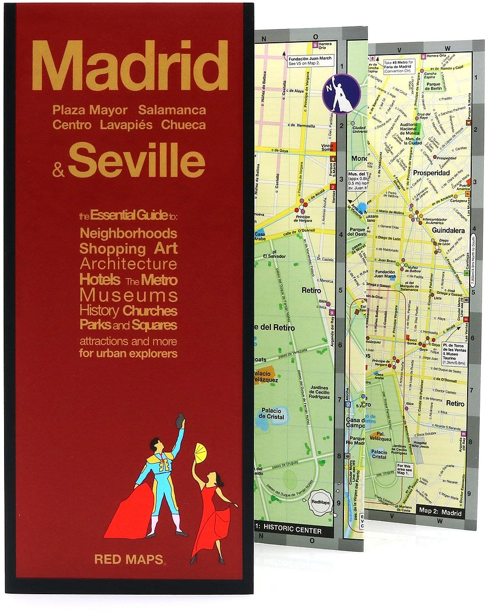 Madrid & Seville City Center Street Map by Red Maps - Cover