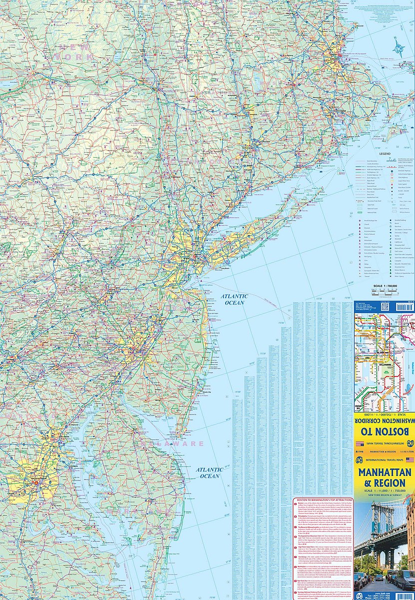 Manhattan & New York Region Travel Map by ITMB - Regional Map
