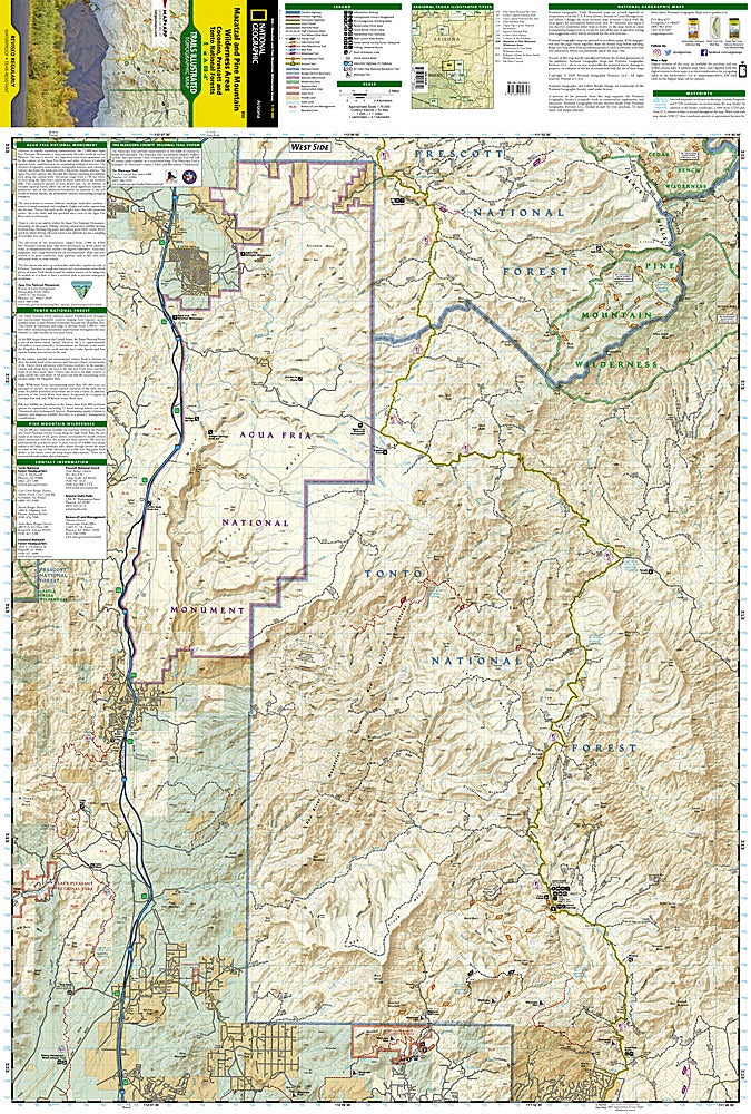 Mazatzal & Pine Mountain Wilderness Areas Trails Illustrated Topographic Map #850 - Map Detail