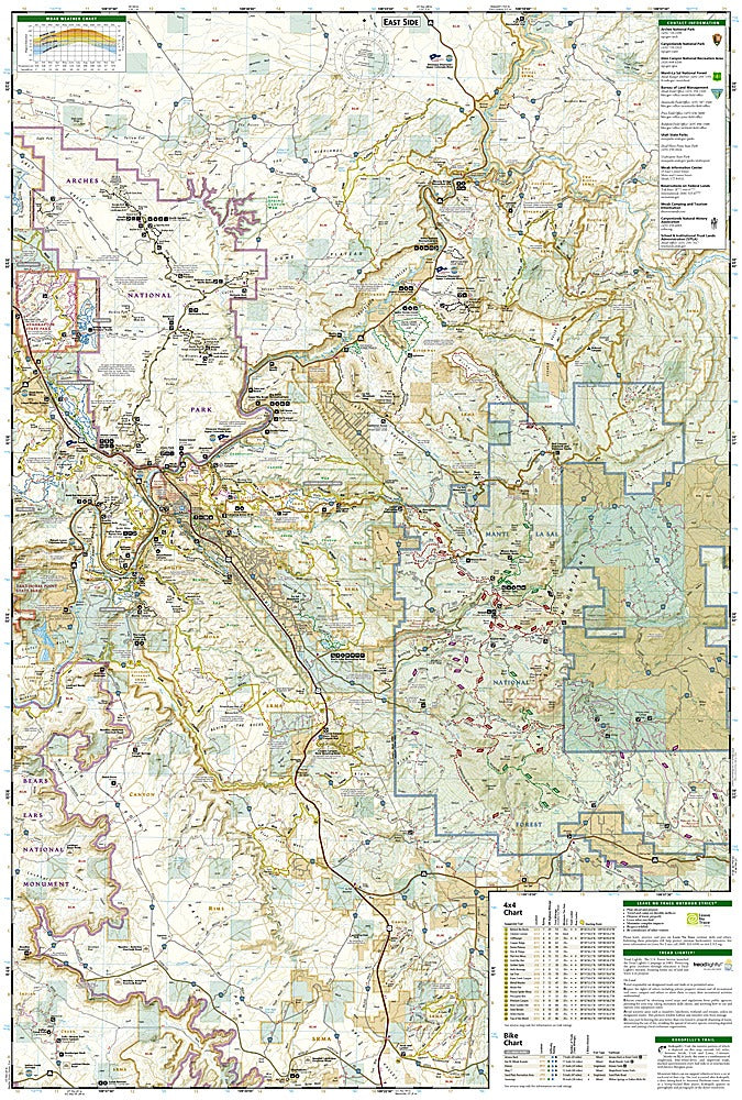 Moab Greater Region Trails Illustrated Topographic Map #505 - Map Detail