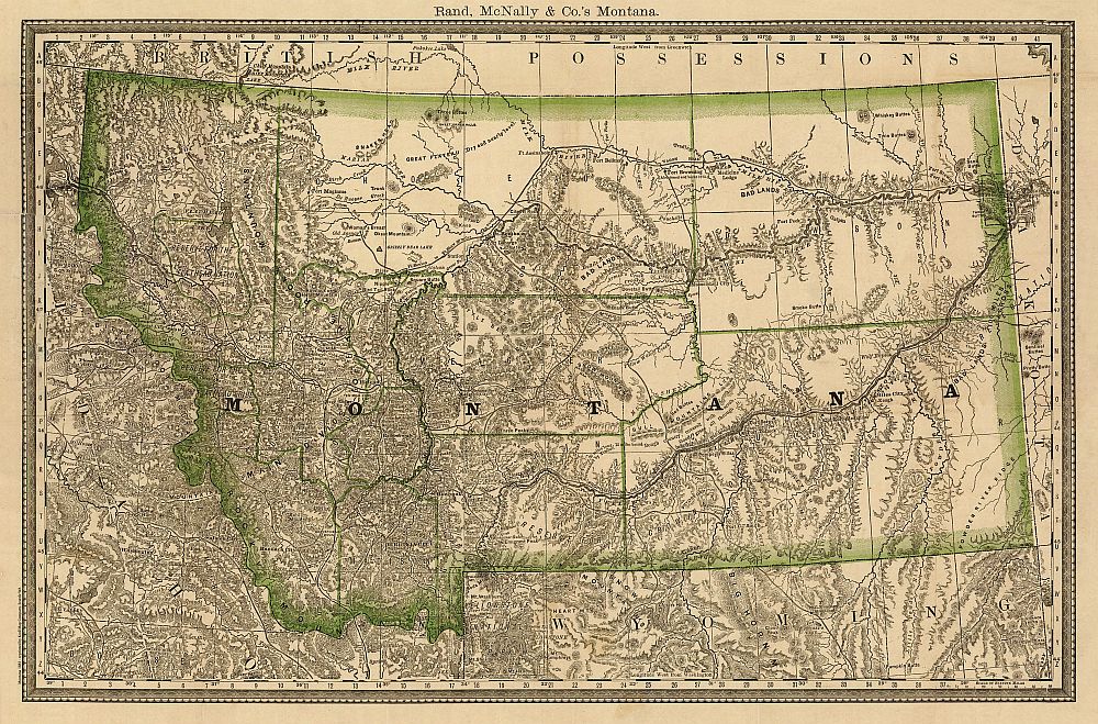 Montana 1881 Antique Map Reproduction