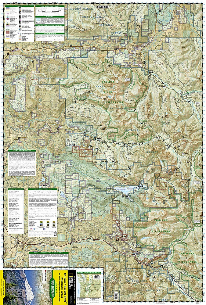 Mt. Baker & Boulder River Wilderness Areas Trails Illustrated Topographic Map #826 - Map Detail (South)
