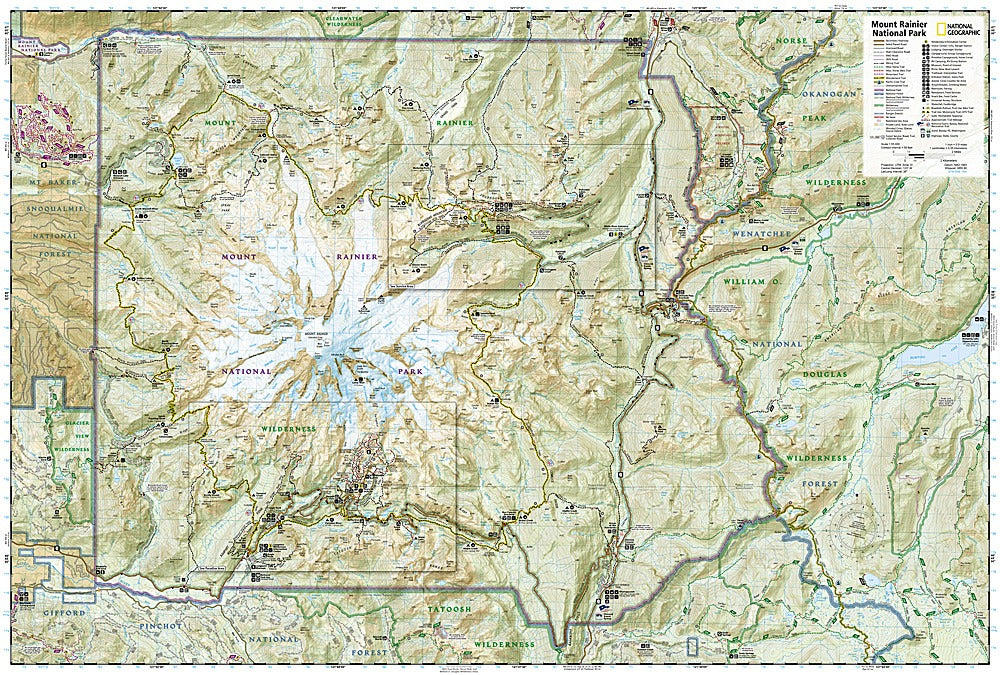 Mount Rainier National Park Trails Illustrated Topographic Map #217 - Map