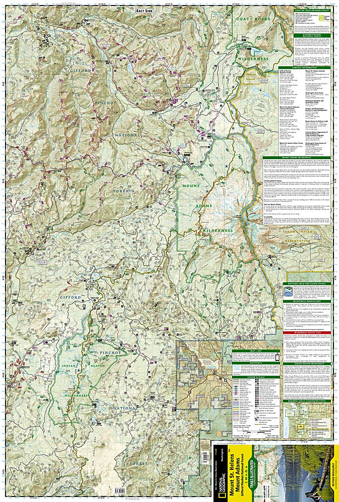Mt. St. Helens & Mt. Adams Trails Illustrated Topographic Map #822 - Map Detail (East)