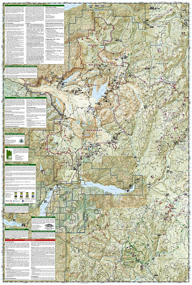 Mt. St. Helens & Mt. Adams Trails Illustrated Topographic Map #822 - Map Detail (West)