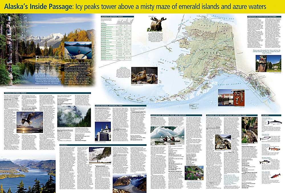 Alaska's Inside Passage Touring Map & Guide by National Geographic - Backside