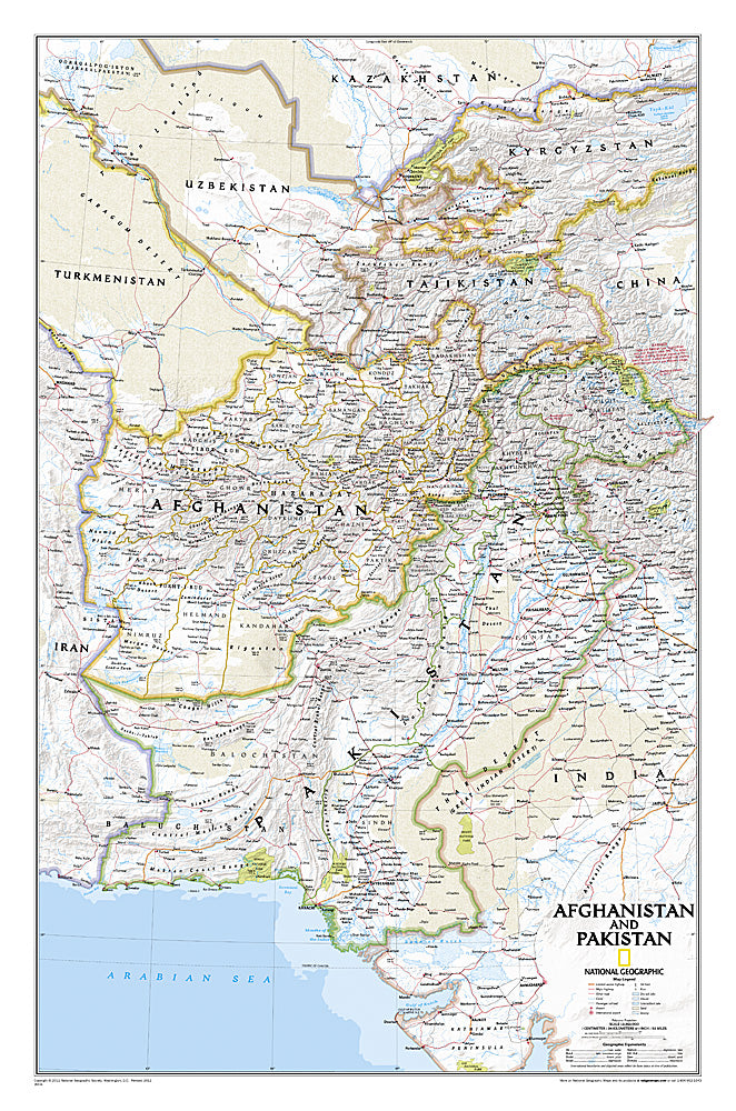 Afghanistan & Pakistan National Geographic Wall Map