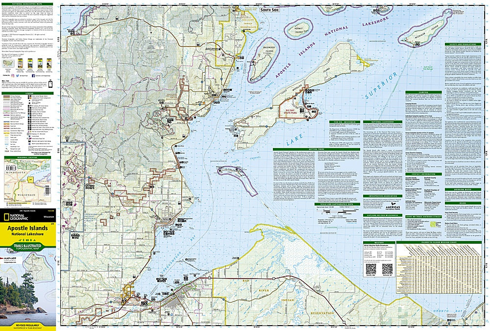 Apostle Islands National Lakeshore Trails Illustrated Topographic Map #235 by Nat Geo - Map Detail