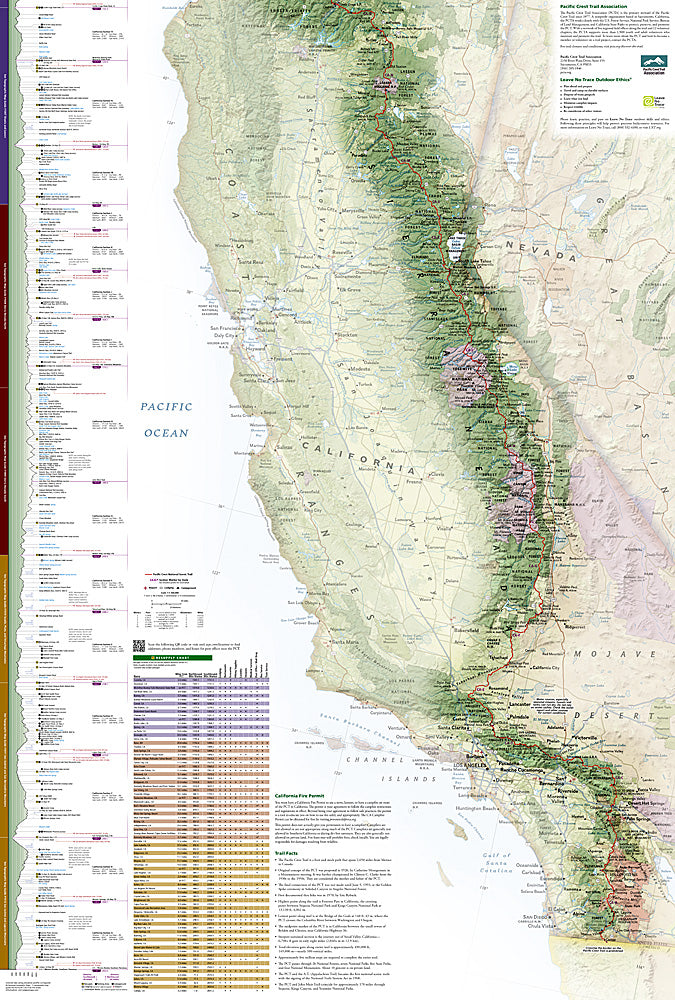 Pacific Crest Trail Great Treks Overview & Planning Map by National Geographic - CA