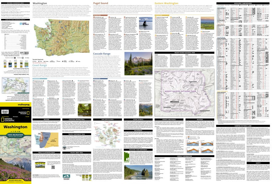Washington State Recreation Travel Map & Guide by National Geographic - Information