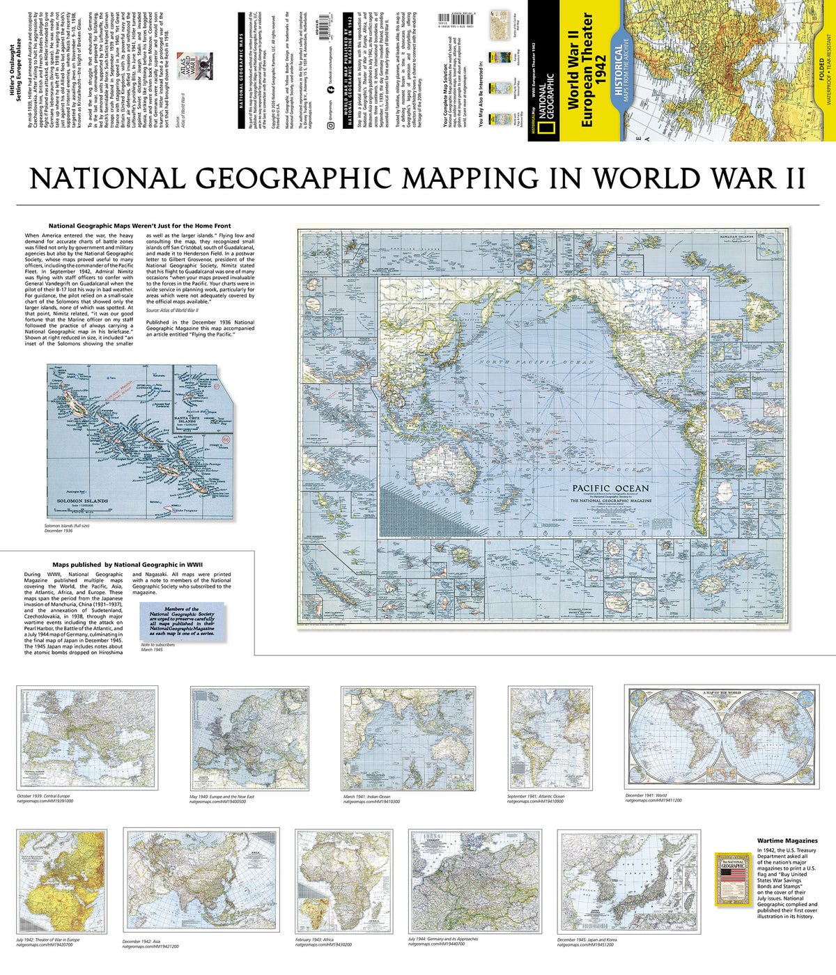 World War II European Theater Folded Historic Map by National Geographic