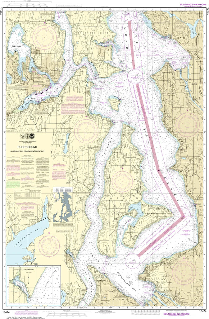 Puget Sound (Shilshole Bay to Commencement Bay) Nautical Chart #18474
