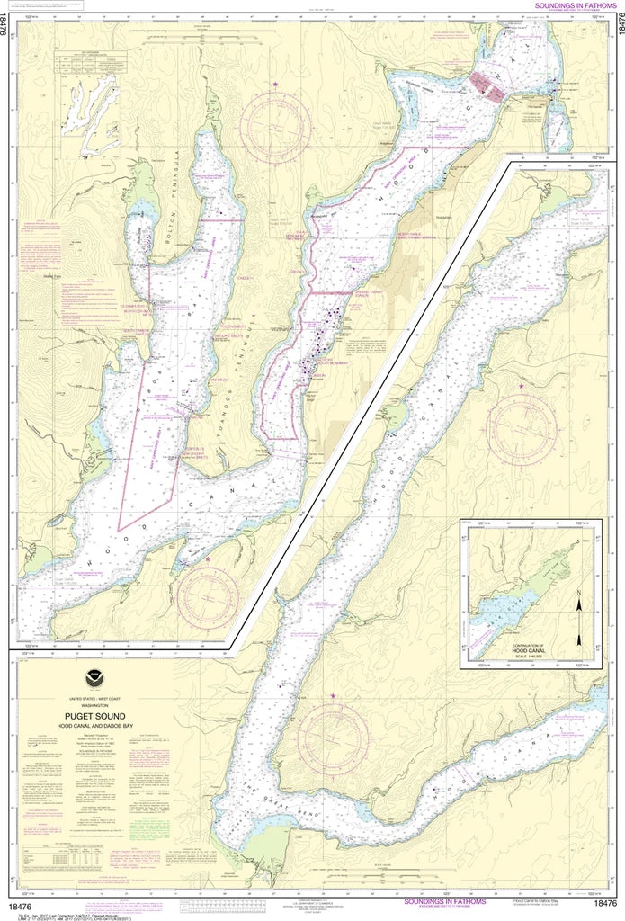 Puget Sound (Hood Canal and Dabob Bay) Nautical Chart #18476