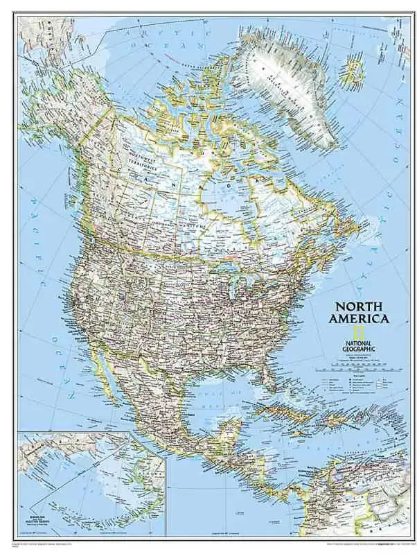 North America Wall Map by National Geographic