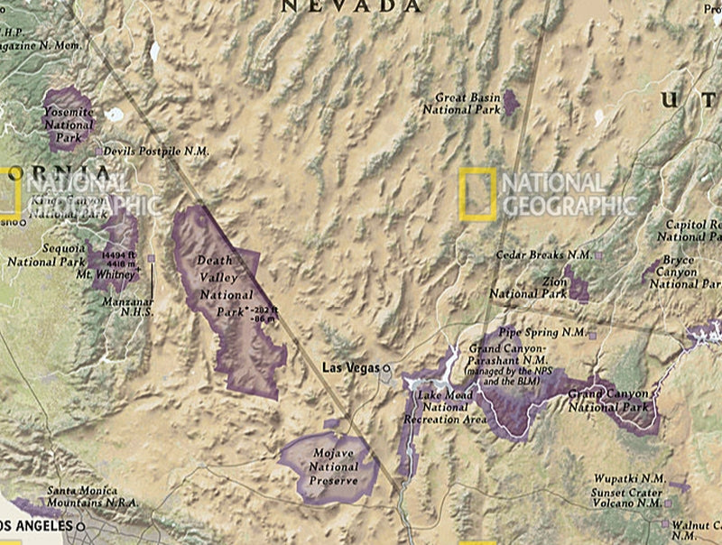 National Parks of the United States Wall Map by National Geographic - Map Detail