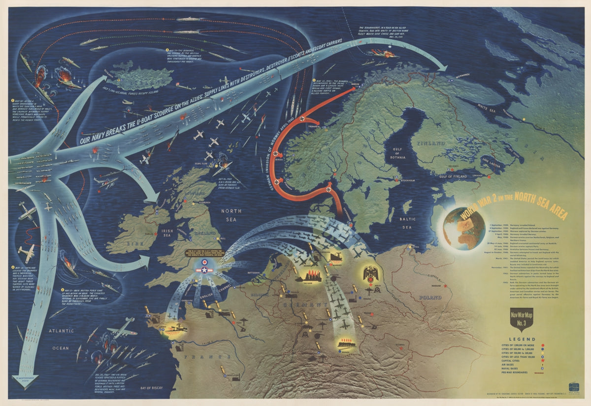 World War II Naval War Map 3 - The North Sea Area