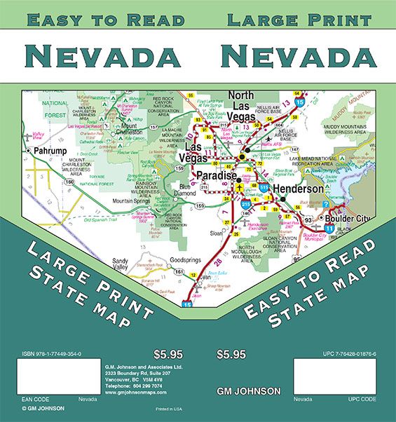 Nevada Large Print Road Map