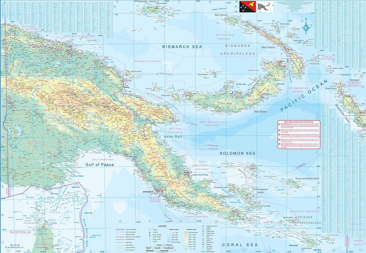 New Guinea Travel & Reference Map by ITMB - Papua New Guinea Map