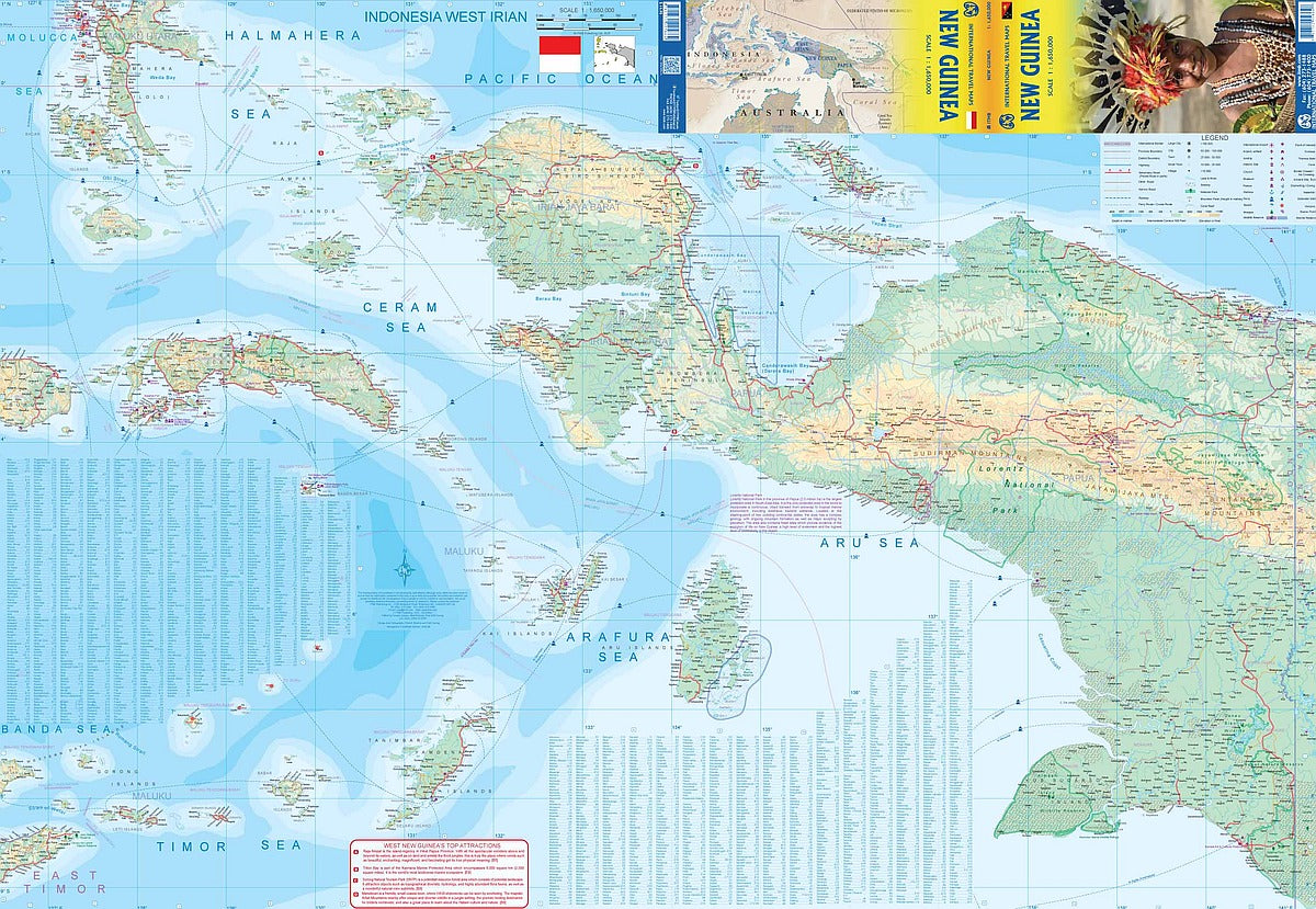 New Guinea Travel & Reference Map by ITMB - West Irian Map