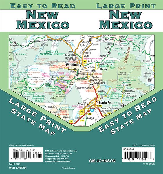 New Mexico Large Print Road Map
