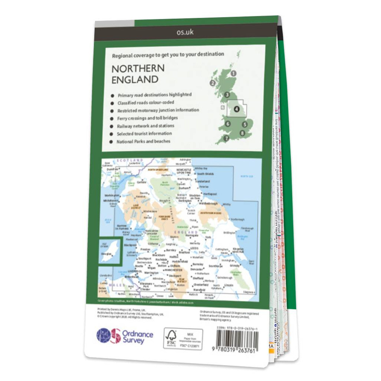 Northern England Road & Reference Map by Ordnance Survey - Back Cover
