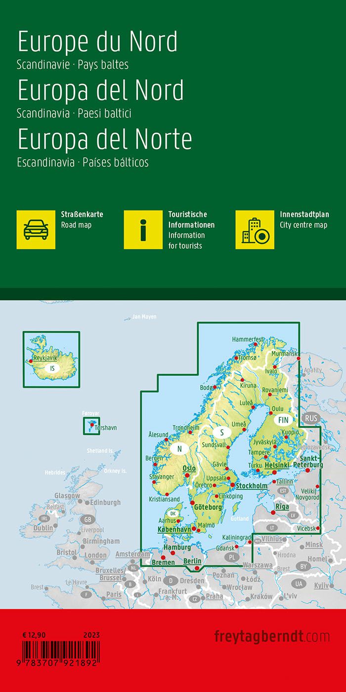 Scandinavia / Northern Europe Road Map by Freytag & Berndt - Coverage Map