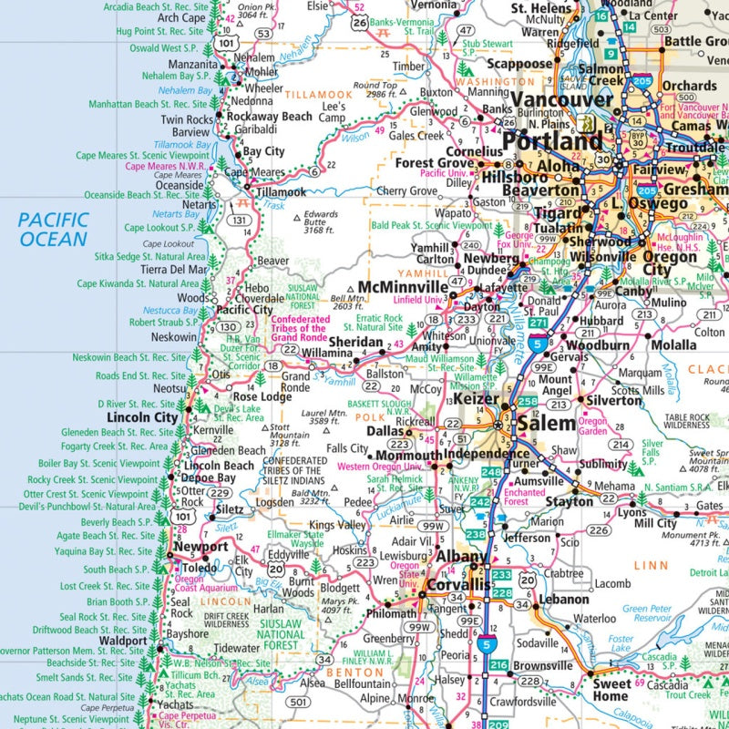 Oregon State Folded Highway Map by Rand McNally (Easy to Read) - Map Detail