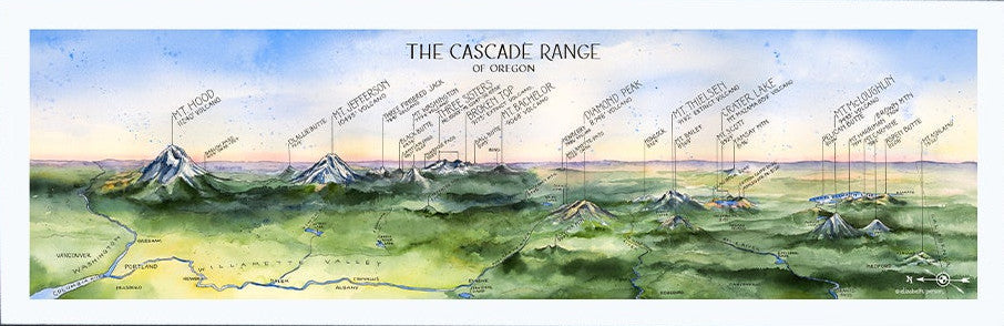 Cascade Range of Oregon - Watercolor by Elizabeth Person