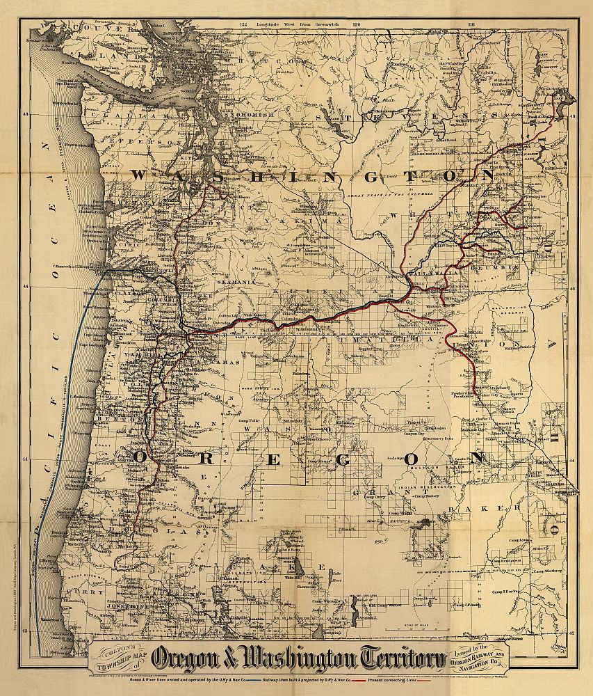 Antique Map of Oregon & Washington Territory 1880